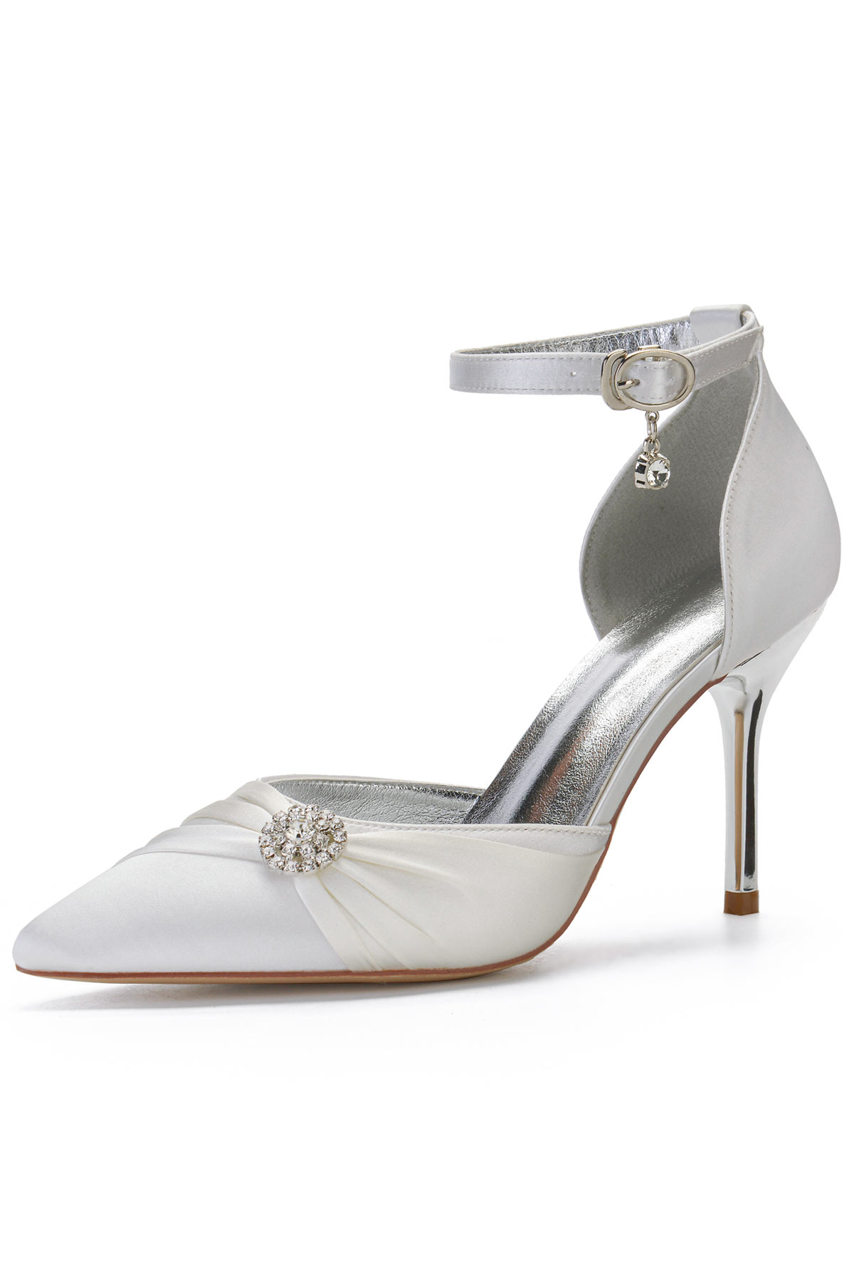 Sandale argentée bout pointu bijoux